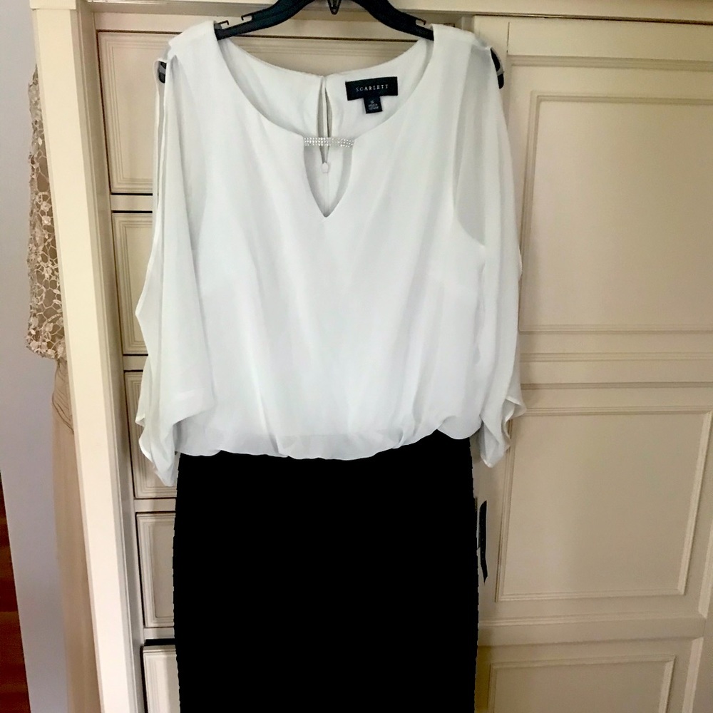 White/black, top jersey/chiffon,bottom jersey